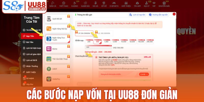 Các bước nạp vốn tại UU88 người mới nên biết