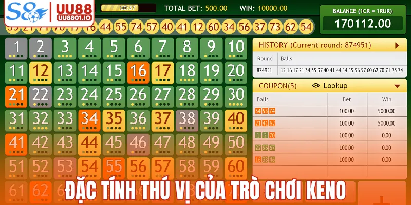 Đặc tính thú vị của trò chơi keno