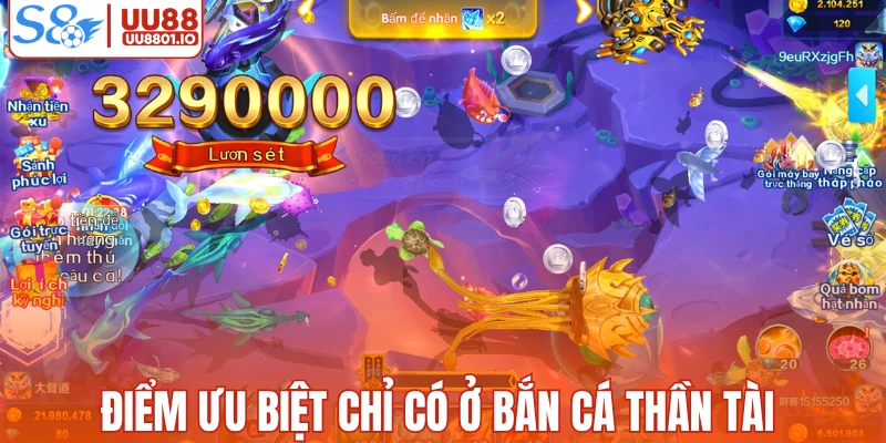 Điểm ưu biệt chỉ có ở bắn cá thần tài 