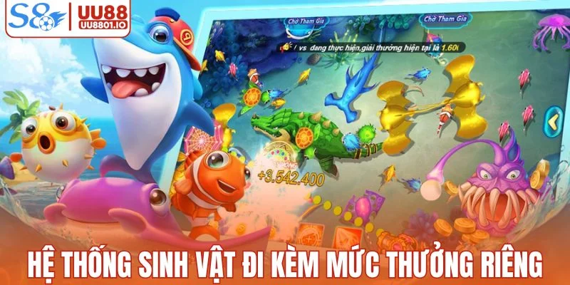 Hệ thống sinh vật đi kèm mức thưởng riêng