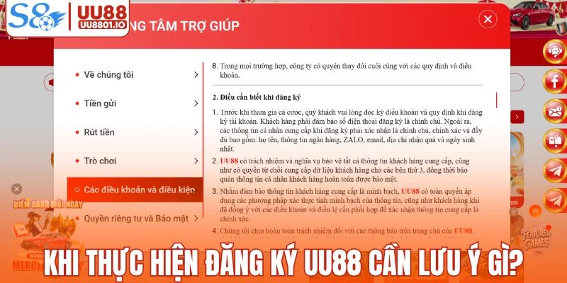 Khi thực hiện đăng ký UU88 cần lưu ý gì?