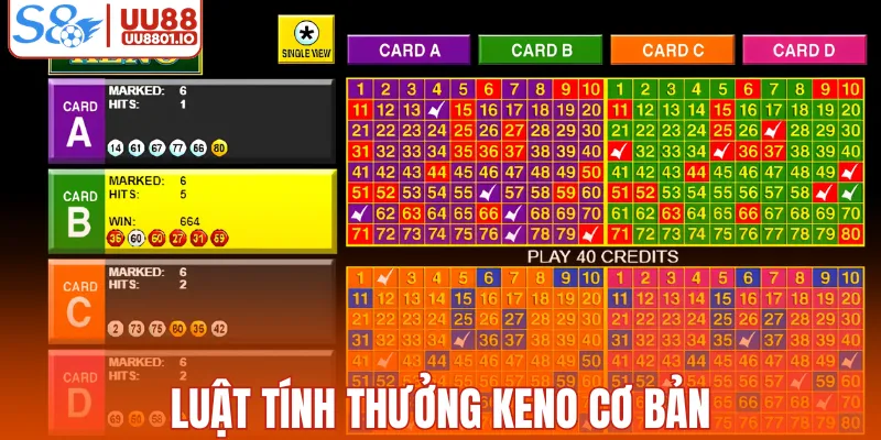 Luật tính thưởng keno cơ bản