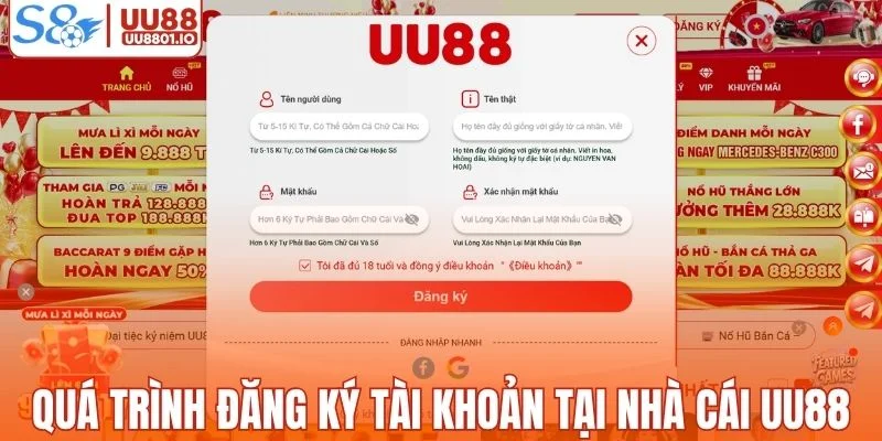 Quá trình đăng ký tài khoản tại nhà cái UU88